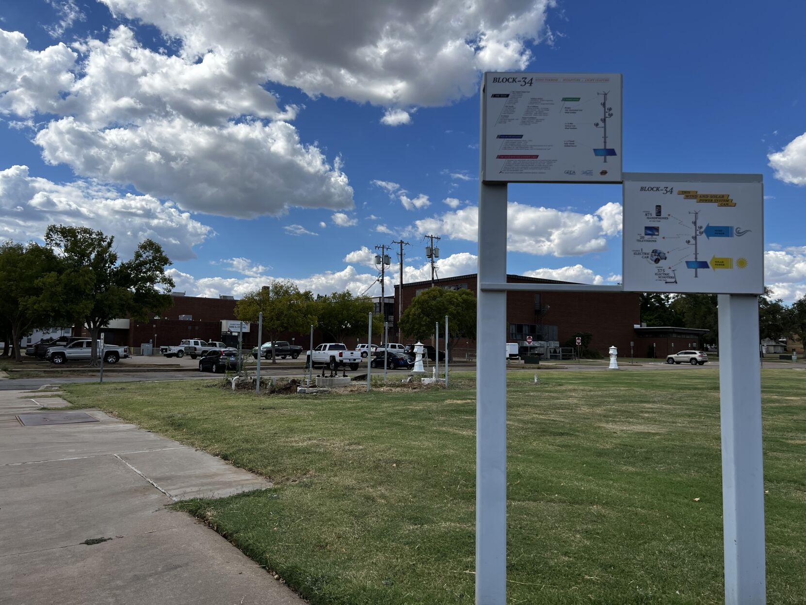 Block 34 wind turbine info sign